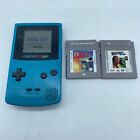 Nintendo GameBoy Color Handheld Console CGB-001 Teal Aqua Blue TESTED 2 GAMES