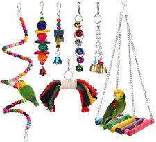 Wooden Bird Play Toy Cage Bell Bridge Hanging Accessories for Birds Parakeets