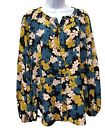CAbi Favorite Blouse Women's Large Button Front Floral Bishop Sleeve 4158 NWT