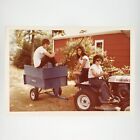 Ford Riding Lawnmower Photo 1970s Ragtag Group Landscaping Crew Snapshot D1867