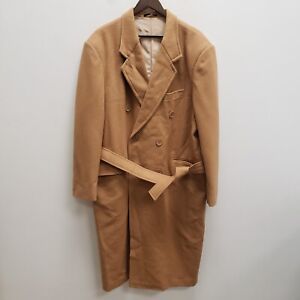 Der Herr Mens Trench Coat Size XXL Tan Double Breasted Notch Lapel Belted Long