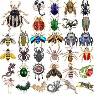 Chic Women Crystal Animals Insects Butterfly Bee Beetle Brooch Pin Jewelry Gift