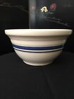 Friendship Pottery Mixing Bowl Double Blue Stripe Band 2 Qt  8” x 4” Roseville
