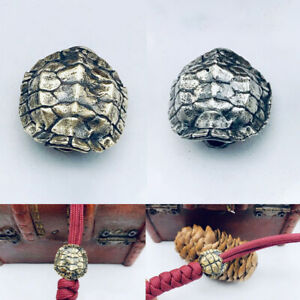 Tortoise Bead Turtle Shell Brass EDC Knife Pendant Paracord Lanyard DIY Keychain