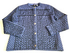 Womens Sweater-SKYR-Blue/black Nordic/Norwegian 100% wool cardigan ls-M