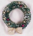 Bottle Brush Wreath Christmas Decoration Mercury Glass Balls Glitter 5in Vintage