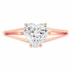 1.0 ct Heart Cut Lab Created Diamond Stone 14K Rose Gold Solitaire Ring