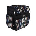 Rolling Craft Bag, Black Abstract Stripes - Papercraft Tote with Wheels for S...