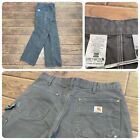 VTG Carhartt Double Knee Pants Duck Canvas Nice Faded Made in USA Gray 34x30