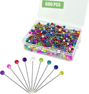 600PCS Sewing Pins Straight Pin for Fabric, Pearlized Ball Head Quilting Pins