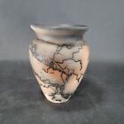 Horsehair Pottery Vase Small Hand Made Textured 5 inch tall Hand Painted