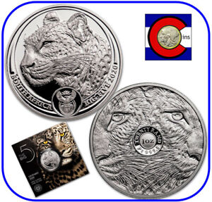 2020 South Africa Big Five (5) LEOPARD 1 oz Silver Coin -- in blister pack