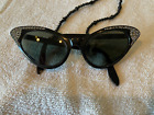 Vintage Wingtip Cat Eye Rhinestone Sunglasses France