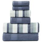 Pax Jacquard 6-Piece Adult Cotton Bath Towel Set, Denim