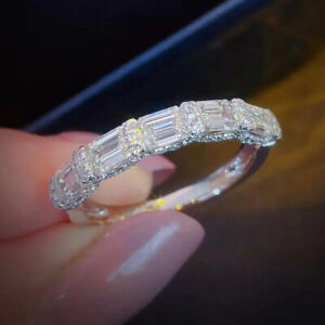 925 Silver Cubic Zirconia Rings Pretty Women Anniversary Jewelry Size 6-10