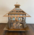 ANTIQUE BRASS BIRD CAGE AND STAND EDWARDIAN HENDRYX MISSION CHINOISERIE DISPLAY