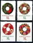 1998 Christmas Wreaths Complete Set of 4 from Pane of 20 Scott's 3249a to 3252a