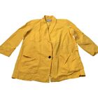 Vintage Forenza Womens Blazer Jacket Yellow Button Medium Cotton 3/4 Sleeve