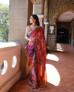 Party Bollywood Sari Indian Wedding Wear Blouse Pakistani Ethnic Designer Saree