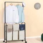 Heavy Duty Laundry Hamper Sorter Cart with Hanging Clothes Bar, 3 Sorter Basket