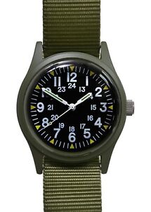 Olive 1970s Pattern Vietnam Military Watch - Could Require a Battery Replacement