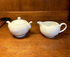 Crate and Barrel Solid White Sugar Bowl and Creamer