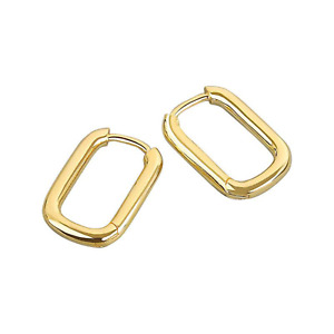 Paper Clip Rectangle Hoop Earrings 18K Gold