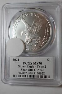 2021 Silver Eagle Shaquille O Neal PCGS MS70