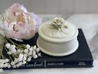 New ListingCeramic Round Trinket Box with Flower Lid Matte Finish Off-White