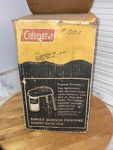 Vintage 1973 Coleman Propane Butane Portable Single Burner Stove 5418-708 Tripod