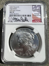 2021 (MS70) Peace Silver Dollar FDOI NGC - Signed Mike Castle - First Day 21XH