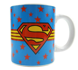 Superman DC Comics Mug Cup Ceramic 12 oz Blue Red Yellow Stars Coffee Tea