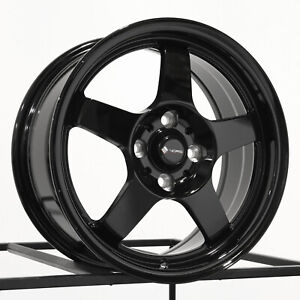 15x7 Vors LT05 4x100 40 Black Wheels Rims Set(4) 73.1