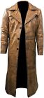 Brown Leather Trench Coat Men's Full Length Leather Duster Coat For Men Long