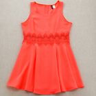 Divided H&M Womens Tank Fit & Flare Dress Lace Knee Length Sleeveless Orange 14
