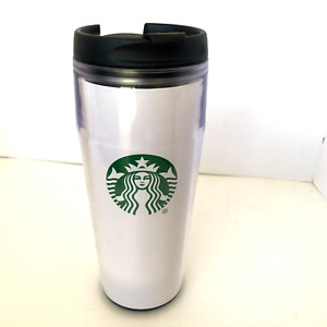 2015 Starbucks Plastic Travel Tumbler Mug Cup 16 Oz Classic White Green Logo
