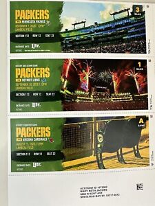 Green Bay Packer season tickets 2020 7 Tickets