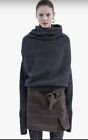 ACNE STUDIOS DAZE DARK GRAY Cowl Neck Off Shoulder Mohair Wool Knit Sweater S