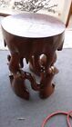 Vintage solid wood log stump end table/stool Custom One Of A Kind Carved by hand
