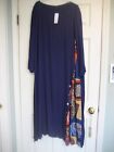 Beautiful Floryday Long Blue scoop neck Dress with beach design inset 3xl, NWT