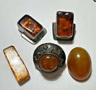 Vintage Lot 5 Honey Baltic Molded Amber Oval Sterling Silver Earrings 9f 3.10