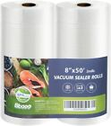 Vacuum Sealer Bags 8x50 2 pack for Food Saver, Commercial Grade Bag Rolls, Food