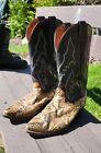 Nocona Python Snakeskin Boots 10.5 Vintage Western Boots (Brown)