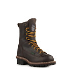 Men's Dark Brown Full-Grain Leather Logger Work Boots - 5 day delivery