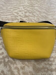 Yellow Calfskin FF 1974 Fendi Embossed Belt Bag
