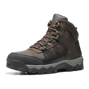 Mens Hiking Boots Waterproof Mid Top Trekking Boots Leather Work Boots US Size