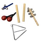 Kids Percussion Music Toy Instruments Maracas Triangle Claves Sleigh Bells New