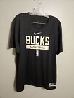 Nike Mens Milwaukee Bucks Practice Dri-Fit Black Short Sleeve Shirt Size XL