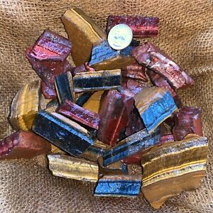 MIXED Tiger Eye Rough (RED, BLUE, GOLD)- 1000 Carat Lots+a FREE Faceted Gemstone