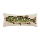 Northern Pike Fish Mountain Cabin Lake House Hooked Wool Throw Pillow